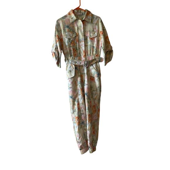 Lowerright Floral Watercolor Print Jumpsuit NWOT Women's One Piece Size Small - Picture 1 of 12